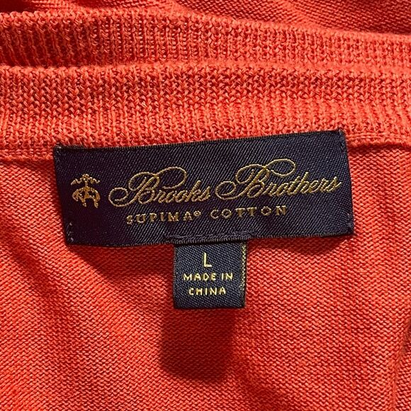 Brooks Brothers Orange Sweater Sz L V-Neck Supima Cotton L Lightweight UT Fall - Picture 4 of 5